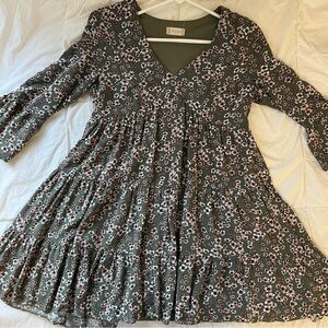 Floral Green Babydoll Dress